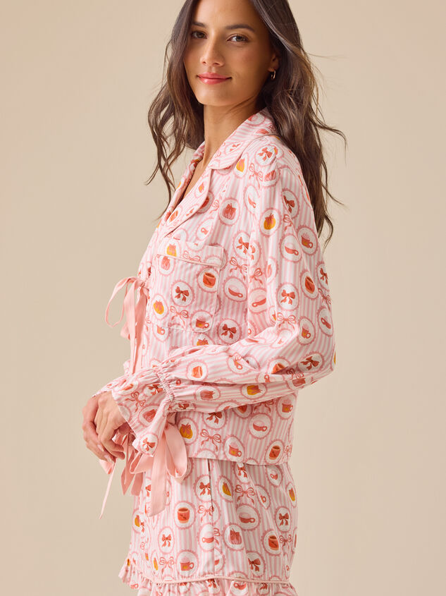 Hazel Pumpkin Spice Sleep Top Detail 4 - TULLABEE