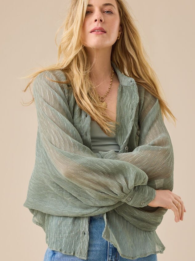 Arie Chiffon Button Down Top Detail 2 - TULLABEE