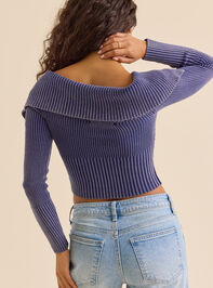 Daisy Ribbed Foldover Zip Sweater Detail 4 - TULLABEE