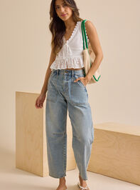 Kiki Eyelet Peplum Top Detail 2 - TULLABEE