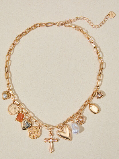 Love Cross Charm Dangle Necklace - TULLABEE