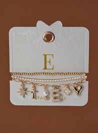 Bubble Monogram Charm Bracelet Set - E - TULLABEE