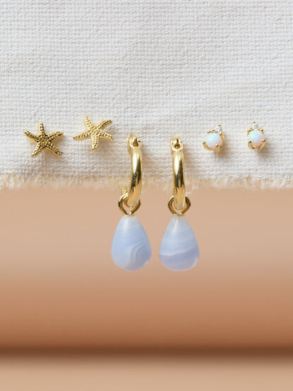 Blue Shore Starfish Earring Set - TULLABEE