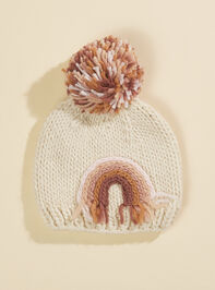 Rainbow Knit Pom Beanie Detail 2 - TULLABEE