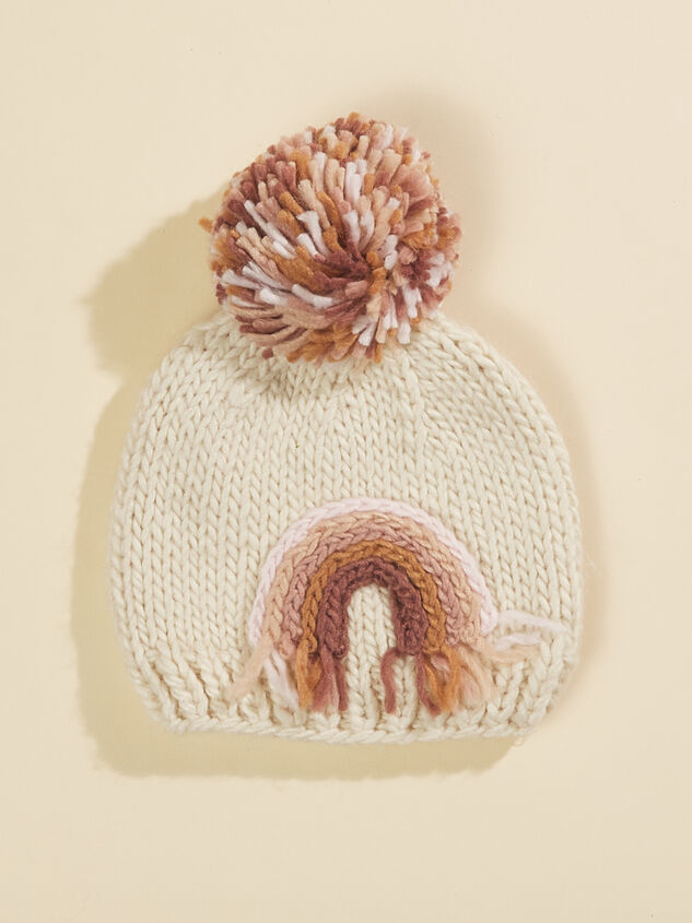 Rainbow Knit Pom Beanie Detail 2 - TULLABEE
