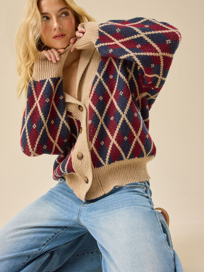 Karla Argyle Oversized Cardigan - TULLABEE