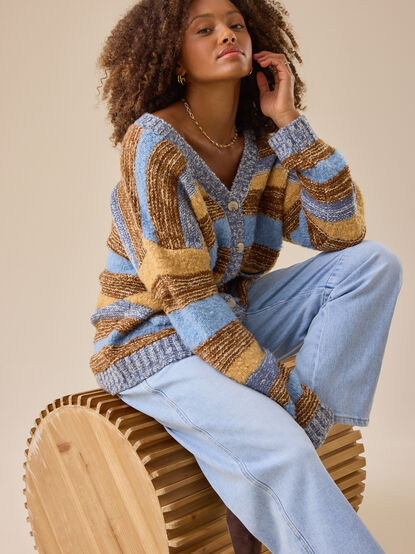 Sammy Oversized Stripe Cardigan - TULLABEE