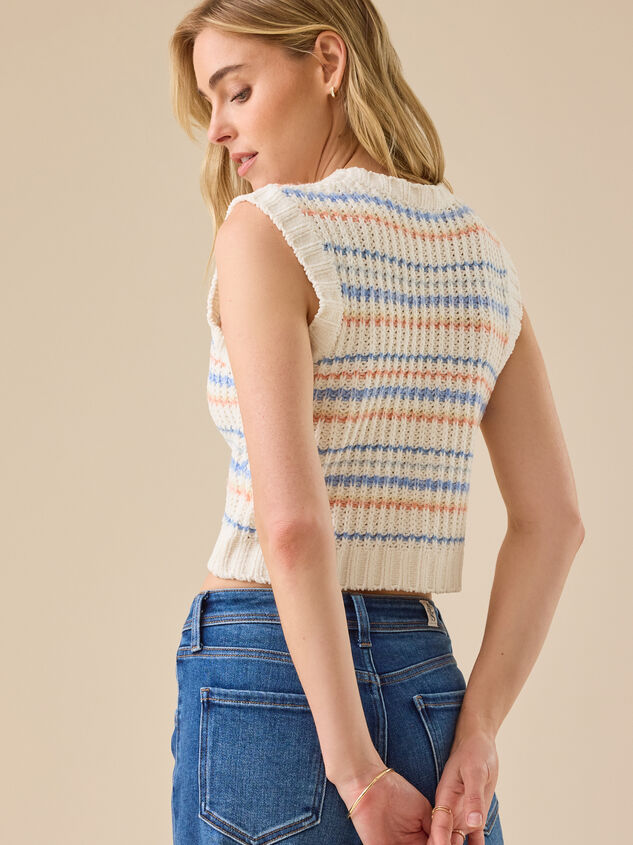 Ellie Stripe Chenille Vest Detail 4 - TULLABEE