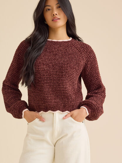 Amber Scalloped Trim Sweater - TULLABEE
