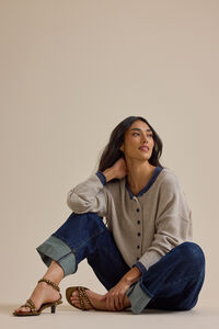 Skyla Contrast Roll Neck Cardigan - Altar'd State