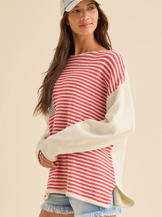 Americana Oversized Sweater Detail 4 - TULLABEE