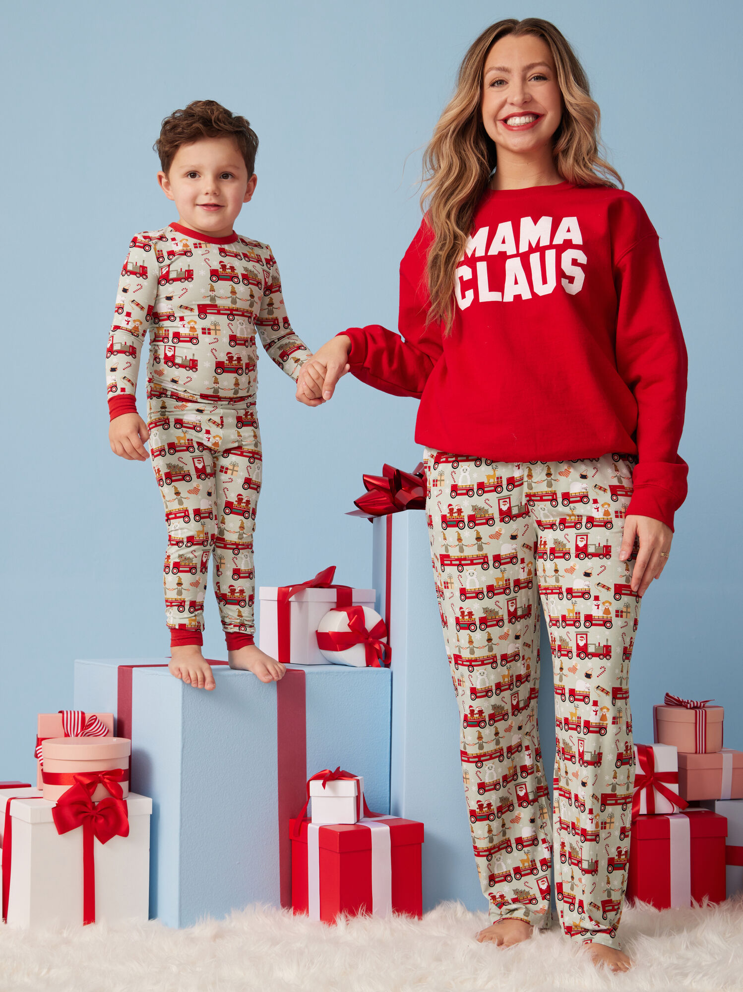 Train store christmas pajamas