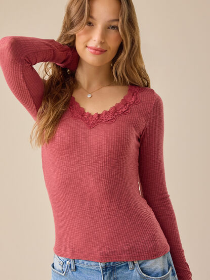 Victoria Lace Ribbed Top - TULLABEE