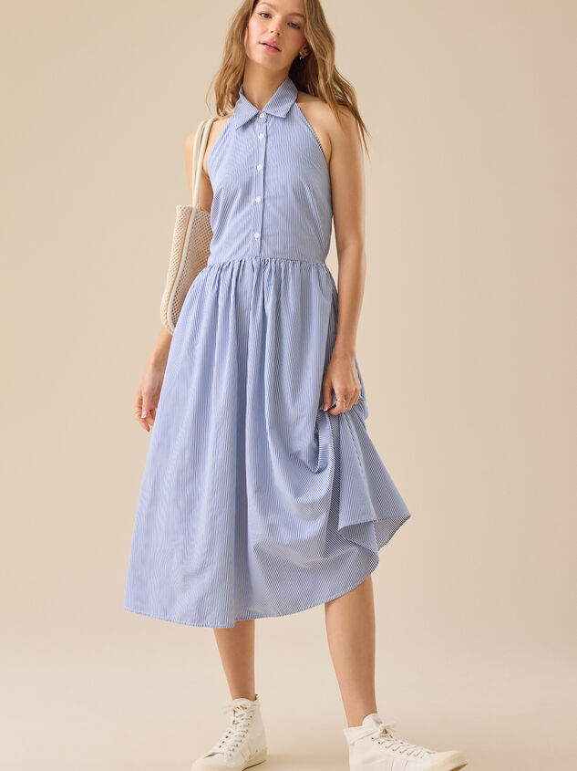 Lauren Striped Midi Dress Detail 4 - TULLABEE