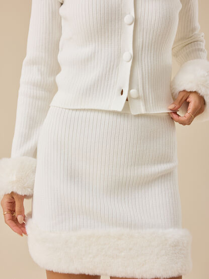 Noelle Fur Trim Mini Skirt - TULLABEE