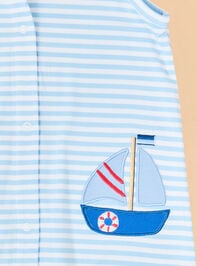 Sail Away Stripe Romper Detail 3 - TULLABEE
