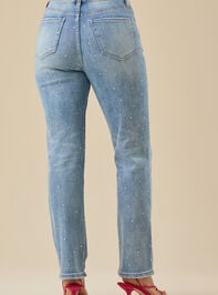 Cassandra Rhinestone Straight Leg Jeans Detail 5 - TULLABEE