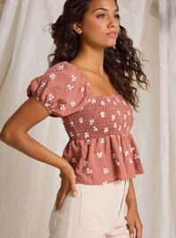 Margot Embroidered Babydoll Top Detail 4 - TULLABEE