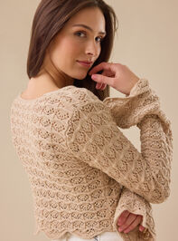 Lacey Crochet Tie Front Shrug Detail 6 - TULLABEE
