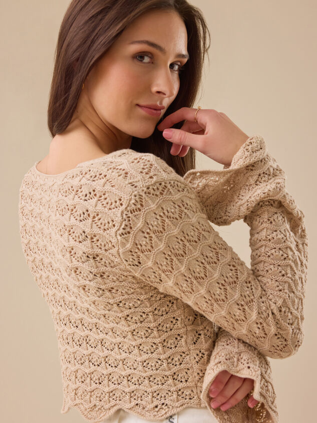 Lacey Crochet Tie Front Shrug Detail 6 - TULLABEE