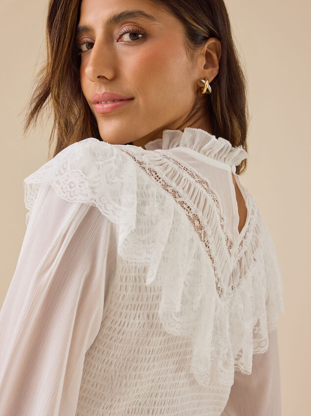 Genesis Lace Flowy Blouse Detail 5 - TULLABEE