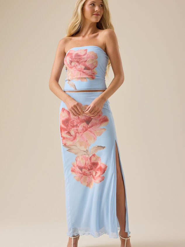 Emelia Floral Mesh Tube Top Detail 3 - TULLABEE