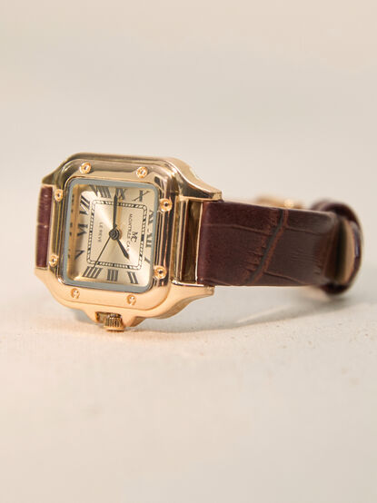 Leather Square Face Watch - TULLABEE