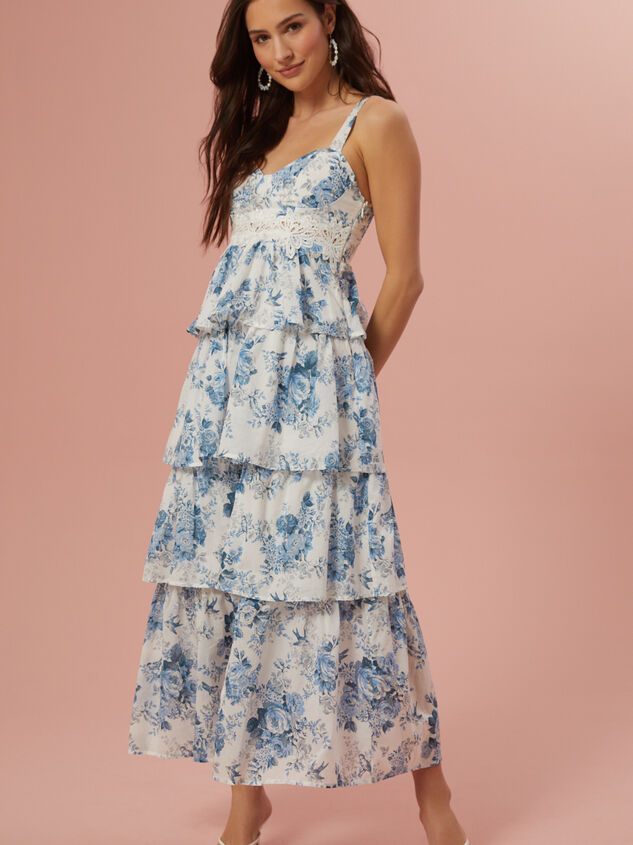 Cambri Floral Tiered Dress Detail 2 - TULLABEE