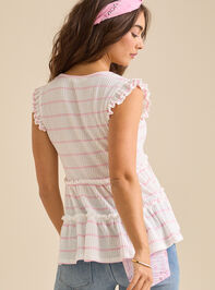 Zoe Striped Babydoll Tunic Top Detail 4 - TULLABEE