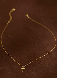 18k Gold Faithful Cross Charm Necklace - TULLABEE