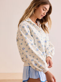 Peak Floral Balloon Sleeve Pullover Detail 5 - TULLABEE