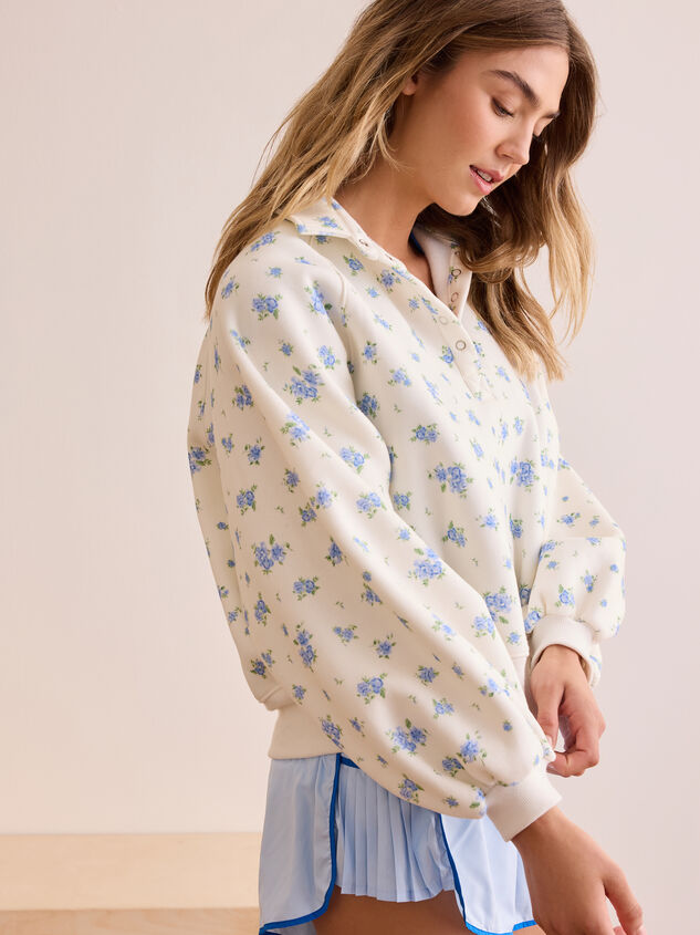 Peak Floral Balloon Sleeve Pullover Detail 5 - TULLABEE