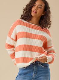 Mariah Striped Boatneck Sweater Detail 2 - TULLABEE