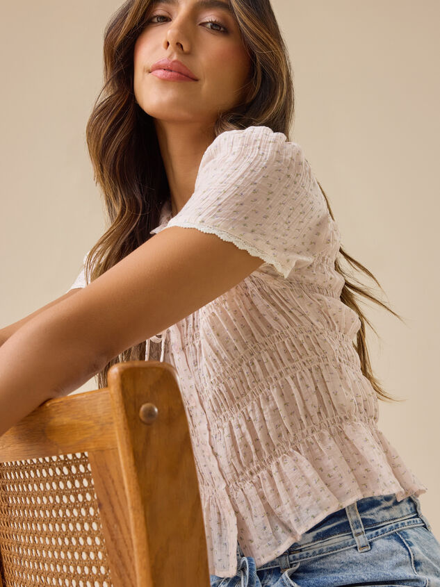 Petunia Floral Button-Up Top Detail 4 - TULLABEE