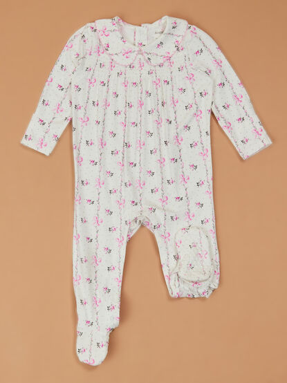 Floral Bow Collar Footie - TULLABEE