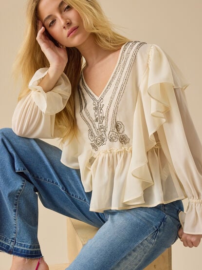 Paloma Chiffon Beaded Top - TULLABEE