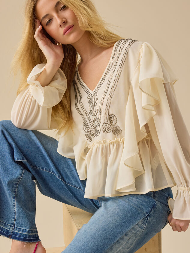 Paloma Chiffon Beaded Top - TULLABEE