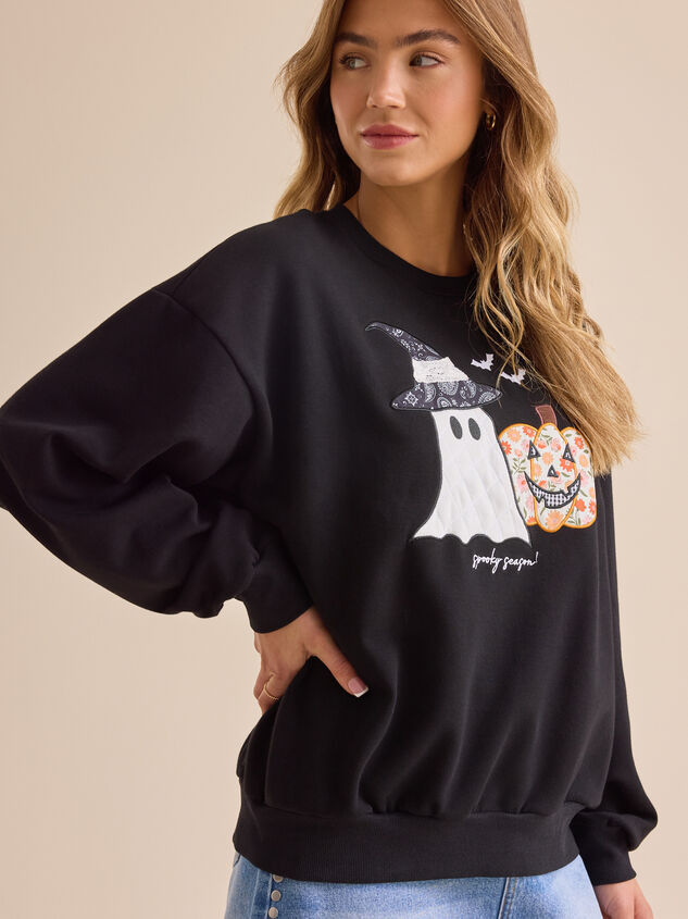 Spooky Season Sweatshirt Detail 3 - TULLABEE