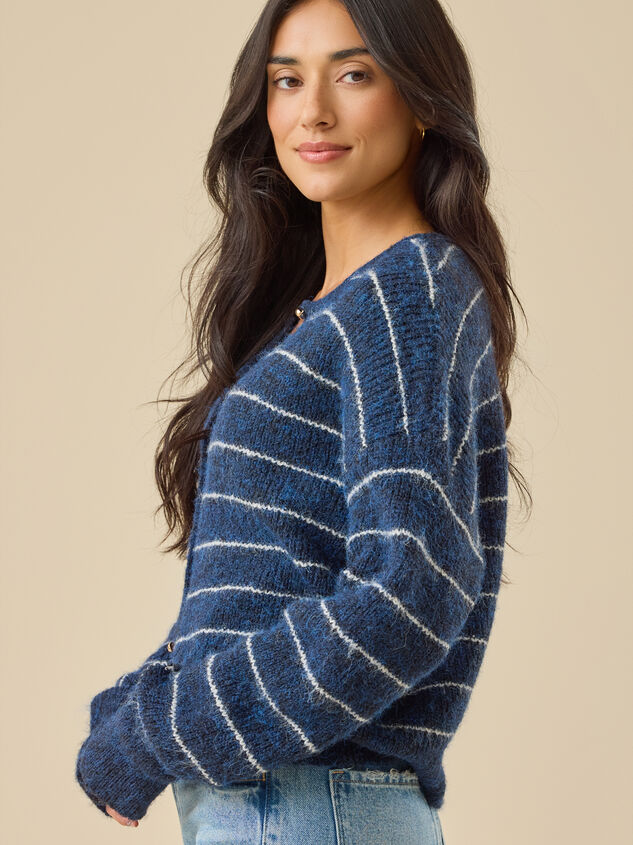 Reana Stripe Cardigan Detail 4 - TULLABEE