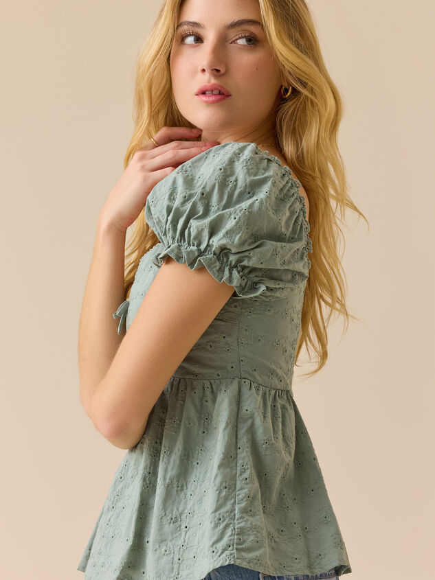 Myla Eyelet Babydoll Top Detail 3 - TULLABEE