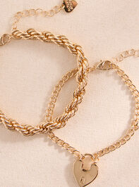 Heart Lock Rope Bracelet Set Detail 2 - TULLABEE