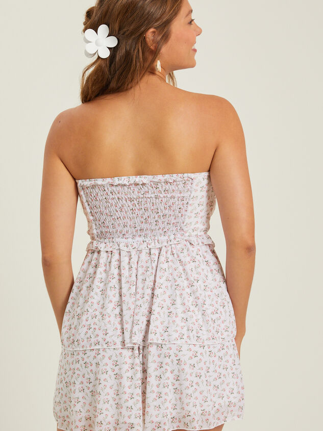 Ava Strapless Floral Dress Detail 2 - TULLABEE