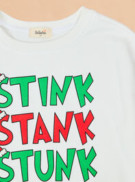 Stink Stank Stunk Graphic Sweatshirt Detail 2 - TULLABEE