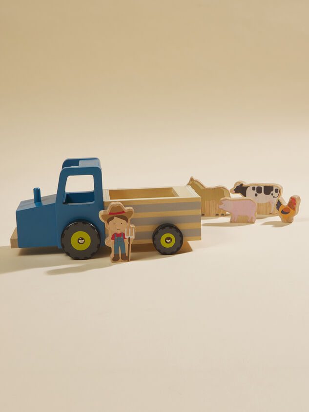 Wood Tractor Toy Set by Mudpie Detail 2 - TULLABEE