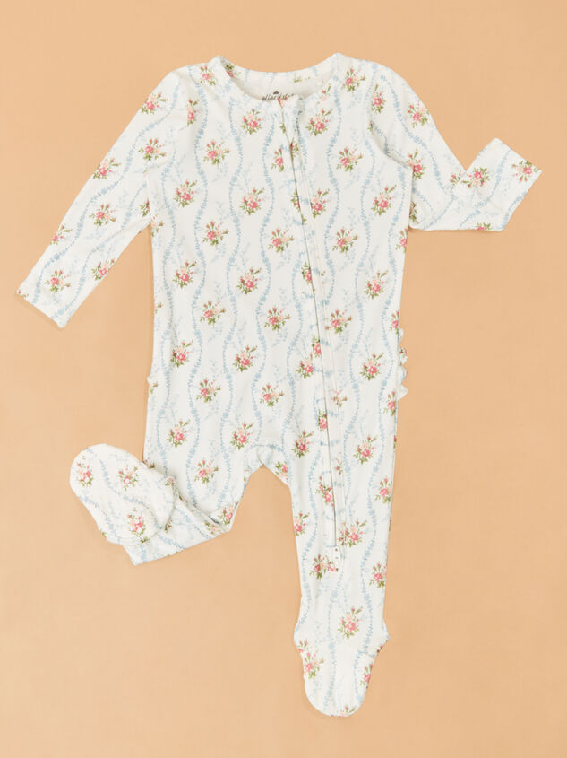 Heirloom Rose Ruffle Footie Detail 2 - TULLABEE