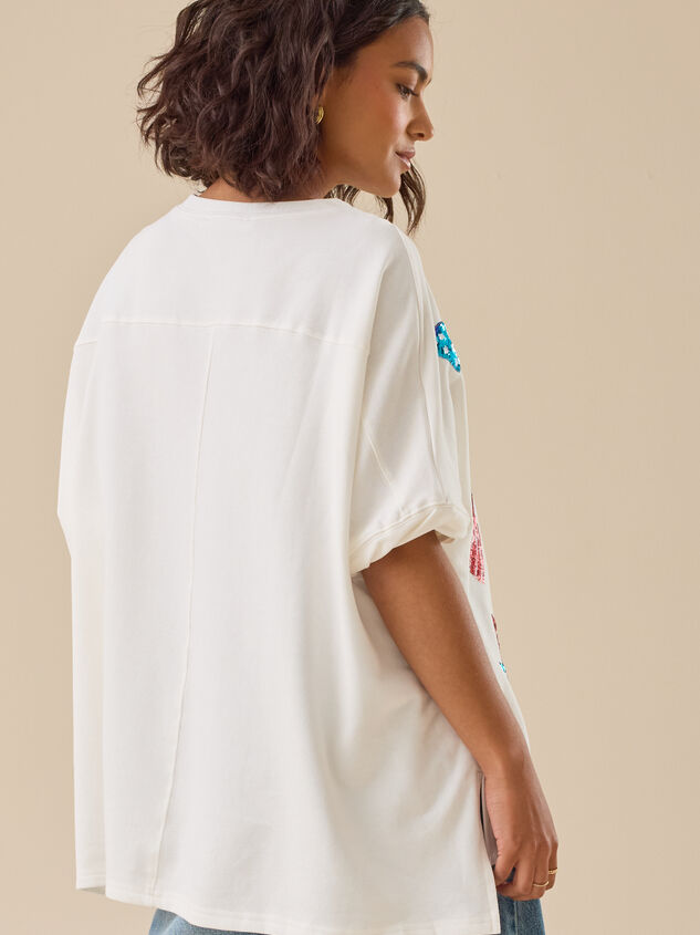 Sequin USA Bow Oversize Tee Detail 5 - TULLABEE