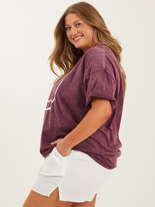 Smiley Face Oversized Tee Detail 3 - TULLABEE