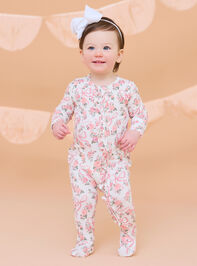 Amelia Floral Bow Ruffle Footie - TULLABEE