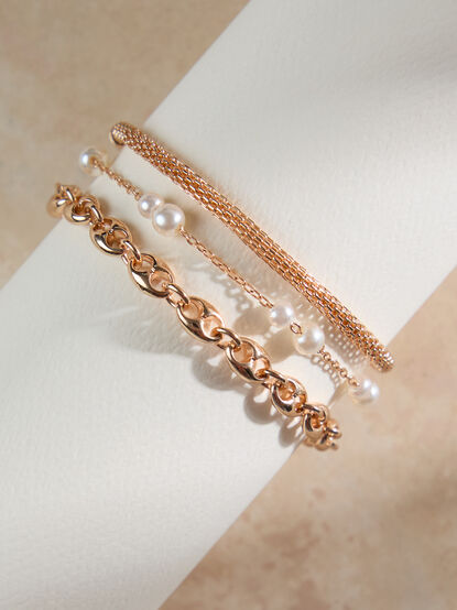 Belle Mesh Chain Bracelet Stack - TULLABEE