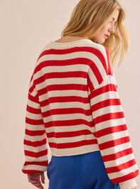 Serve Stripe Button Up Cardigan Detail 3 - TULLABEE
